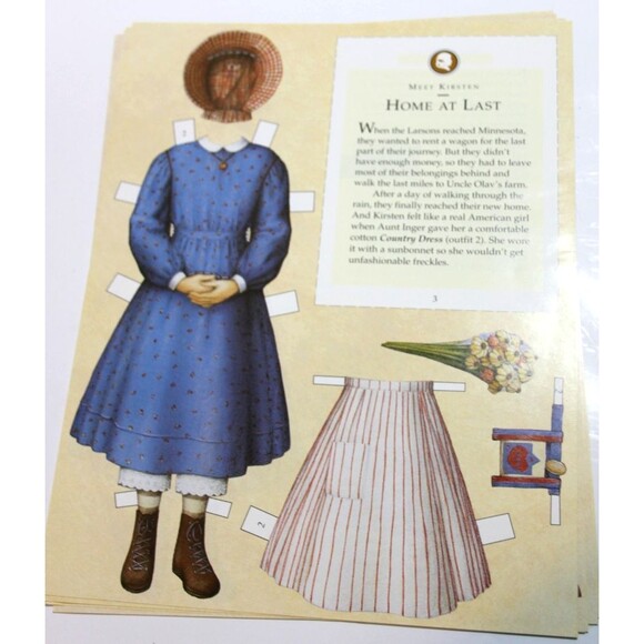 American Girl Kirsten Paper Dolls Kit Cut Out Old Fashioned Outfits Pleasant Co - Picture 7 of 13